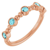 14K Rose Natural Blue Zircon Stackable Ring