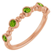14K Rose Natural Peridot Stackable Ring