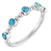 Sterling Silver Natural Blue Zircon Stackable Ring