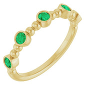 14K Yellow Natural Emerald Stackable Ring