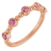 14K Rose Natural Pink Tourmaline Stackable Ring