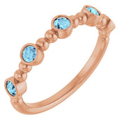 14K Rose Natural Aquamarine Stackable Ring