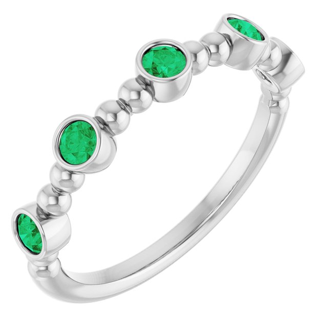 Sterling Silver Lab-Grown Emerald Stackable Ring