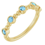 14K Yellow Natural Aquamarine Stackable Ring