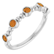 Platinum Natural Citrine Stackable Ring