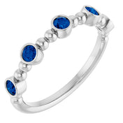 Platinum Natural Blue Sapphire Stackable Ring