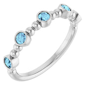 Sterling Silver Natural Aquamarine Stackable Ring