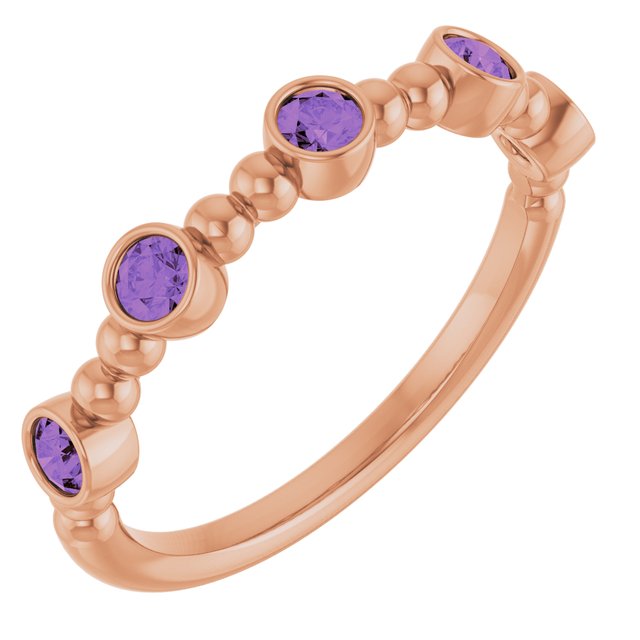 14K Rose Natural Amethyst Stackable Ring
