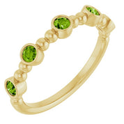 14K Yellow Natural Peridot Stackable Ring