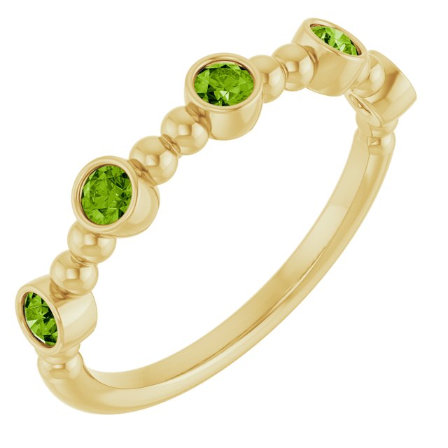 14K Yellow Natural Peridot Stackable Ring