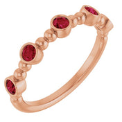 14K Rose Lab-Grown Ruby Stackable Ring