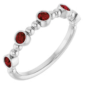 Platinum Natural Mozambique Garnet Stackable Ring