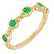 14K Yellow Lab-Grown Emerald Stackable Ring