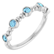 Platinum Natural Aquamarine Stackable Ring