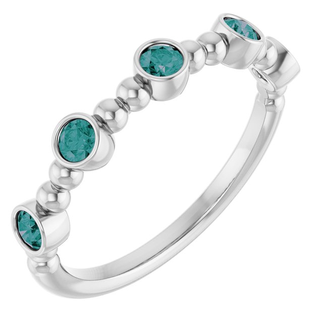 14K White Natural Alexandrite Stackable Ring
