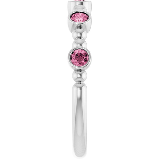 Sterling Silver Natural Pink Tourmaline Stackable Ring