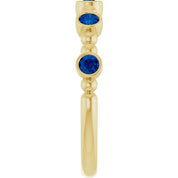 14K Yellow Lab-Grown Blue Sapphire Stackable Ring