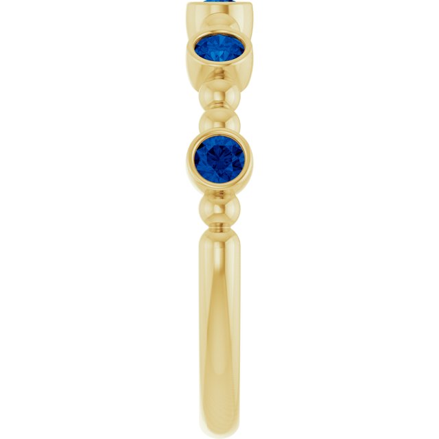 14K Yellow Lab-Grown Blue Sapphire Stackable Ring