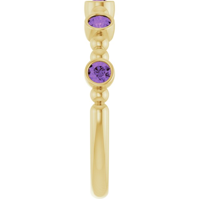14K Yellow Natural Amethyst Stackable Ring