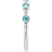 Platinum Natural Blue Zircon Stackable Ring