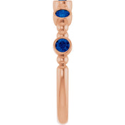 14K Rose Natural Blue Sapphire Stackable Ring