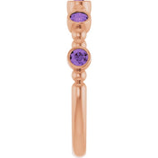 14K Rose Natural Amethyst Stackable Ring
