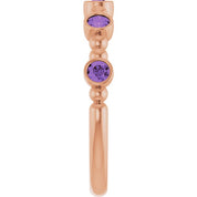 14K Rose Natural Amethyst Stackable Ring