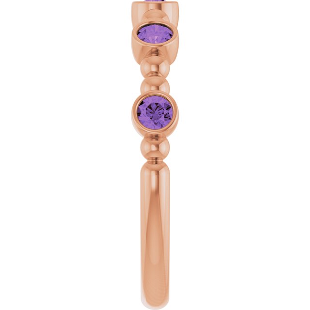 14K Rose Natural Amethyst Stackable Ring