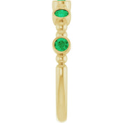 14K Yellow Natural Emerald Stackable Ring