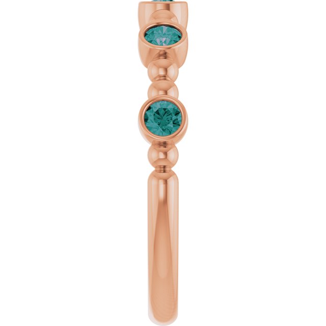 14K Rose Lab-Grown Alexandrite Stackable Ring