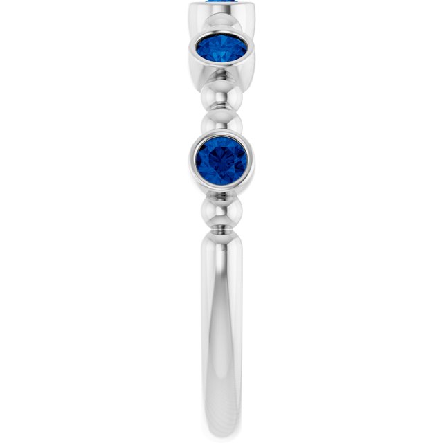 Sterling Silver Lab-Grown Blue Sapphire Stackable Ring