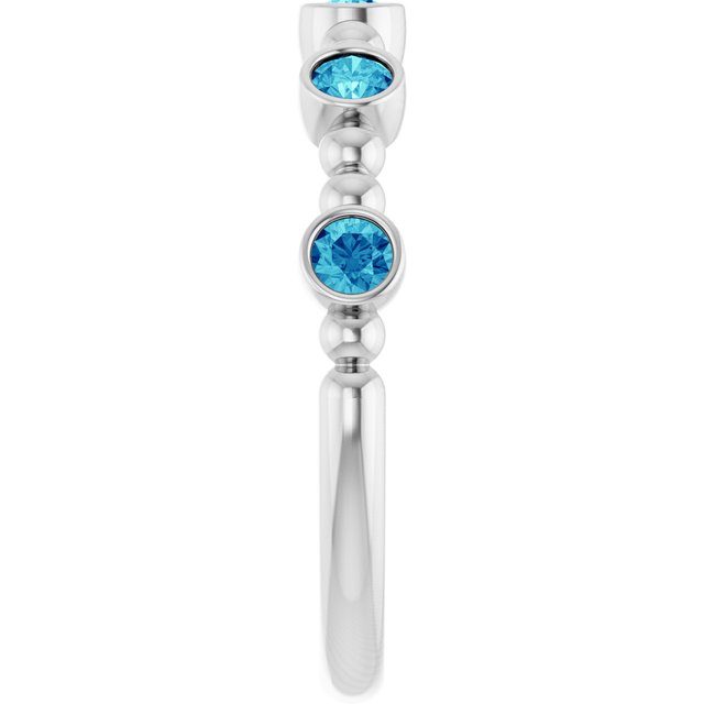 Sterling Silver Natural Blue Zircon Stackable Ring