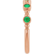 14K Rose Lab-Grown Emerald Stackable Ring