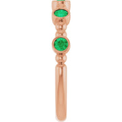 14K Rose Lab-Grown Emerald Stackable Ring
