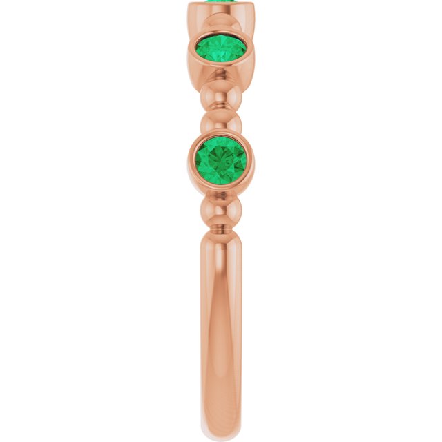 14K Rose Lab-Grown Emerald Stackable Ring