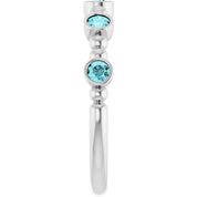 14K White Natural Blue Zircon Stackable Ring