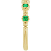 14K Yellow Lab-Grown Emerald Stackable Ring