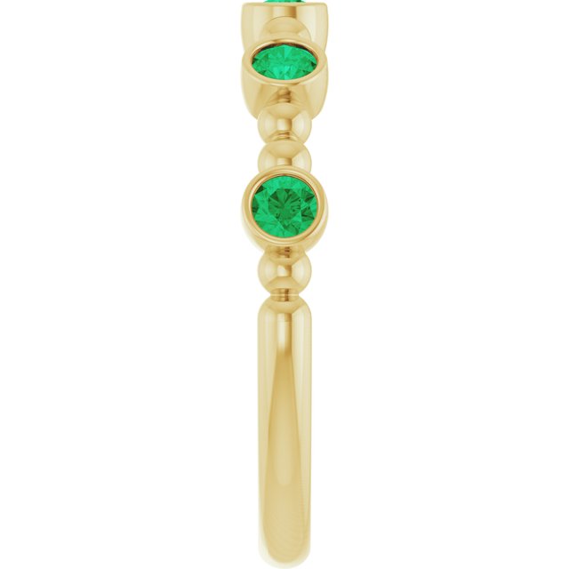 14K Yellow Lab-Grown Emerald Stackable Ring