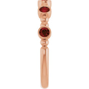 14K Rose Natural Mozambique Garnet Stackable Ring