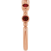 14K Rose Natural Mozambique Garnet Stackable Ring
