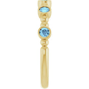 14K Yellow Natural Aquamarine Stackable Ring