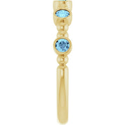 14K Yellow Natural Aquamarine Stackable Ring