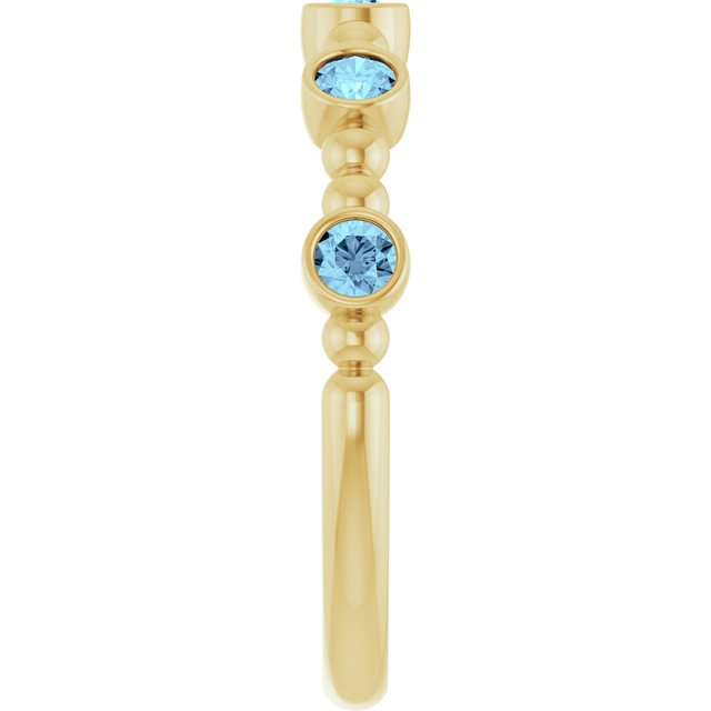 14K Yellow Natural Aquamarine Stackable Ring