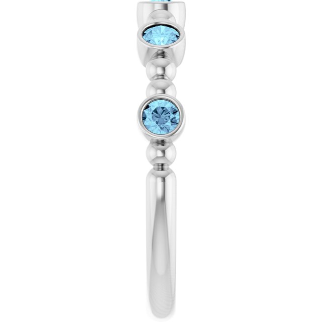 Sterling Silver Natural Aquamarine Stackable Ring