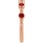 14K Rose Natural Ruby Stackable Ring