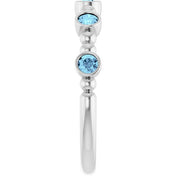 14K White Natural Aquamarine Stackable Ring