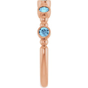14K Rose Natural Aquamarine Stackable Ring