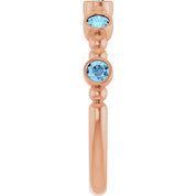 14K Rose Natural Aquamarine Stackable Ring