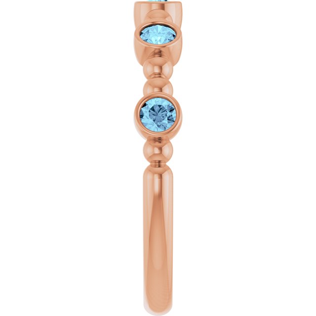 14K Rose Natural Aquamarine Stackable Ring