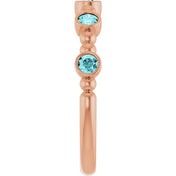 14K Rose Natural Blue Zircon Stackable Ring